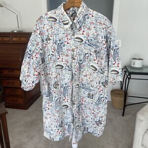 NYC 212 Men Nautical Sailing Button Down Shirt USA Yacht CaptHawaiian XL